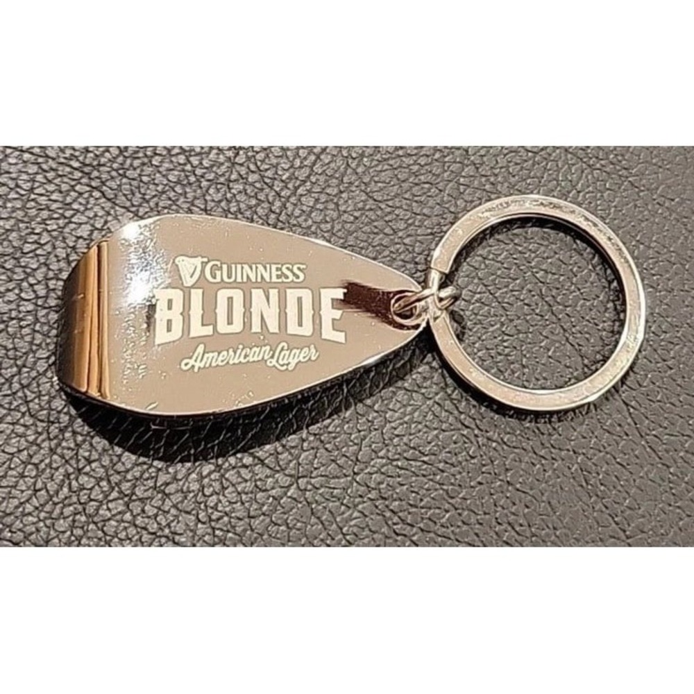 GUINNESS BLONDE AMERICAN LAGER Bottle Opener Keychain Chrome Heavy Duty RARE